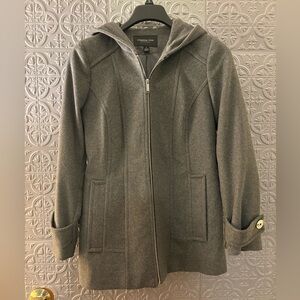 London Fog Wool-Blend Hooded Coat – Gray (Small)